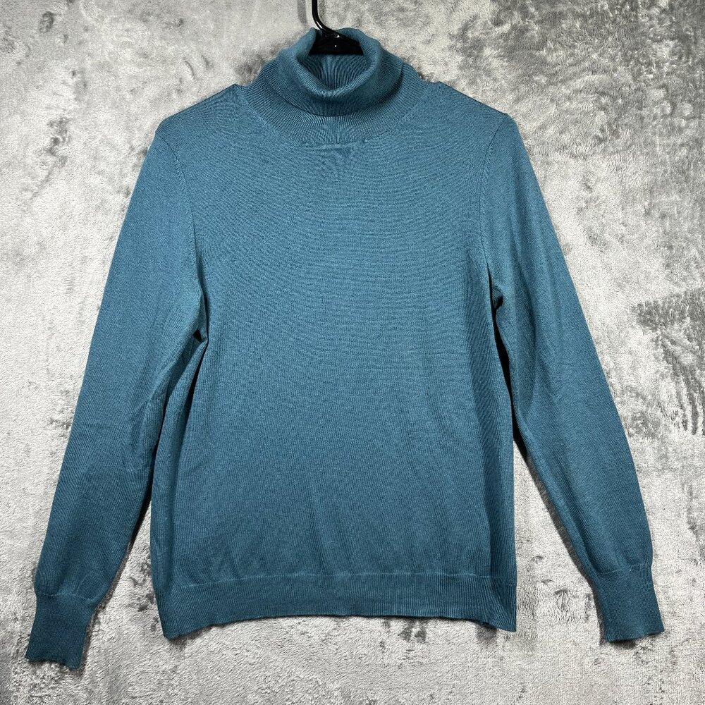 Banana Republic Sweater Medium Blue Silk Cashmere Wool Pullover Preppy - Picture 1 of 7